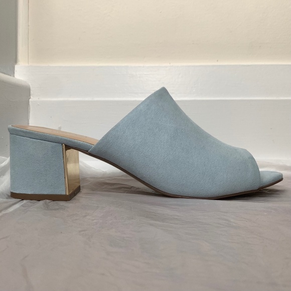 Expression Emily Light Blue Women’s 2.5 Inch Open-Toe Mule Heeled Sandal Size 9 - Picture 1 of 16